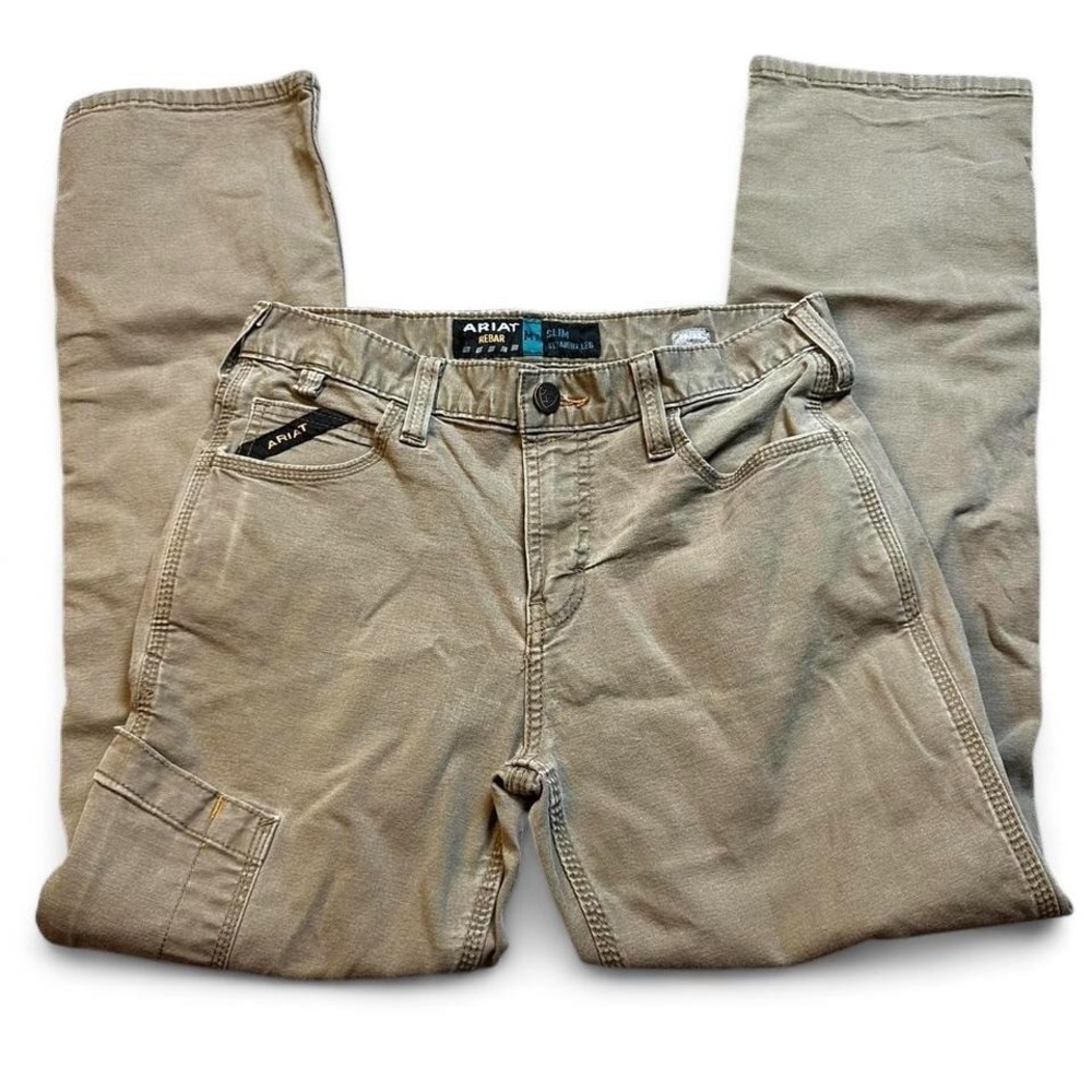 Ariat rebar m7 slim straight tan cargo workwear pants fit 31x30